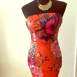 Petite floral orange dress